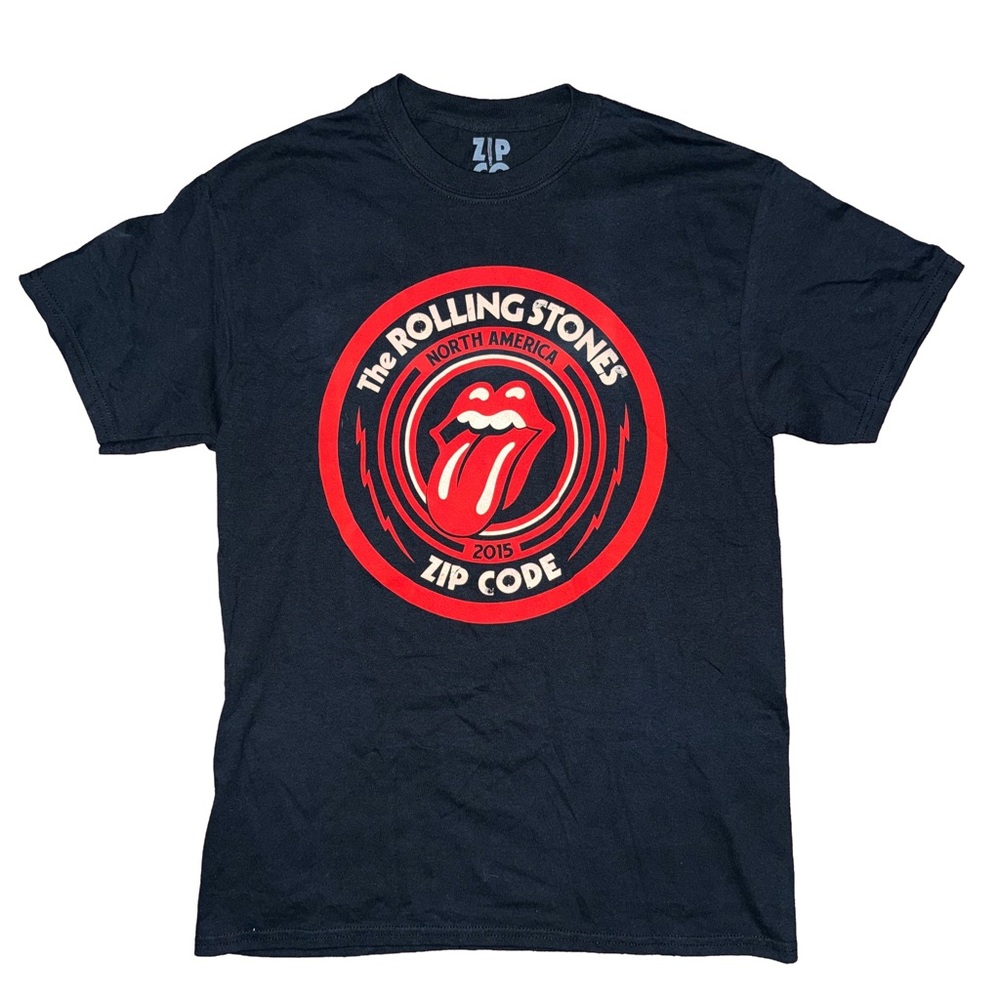 The Rolling Stones North America Zip Code Tour 2015 Black Tee Concert Band Merch